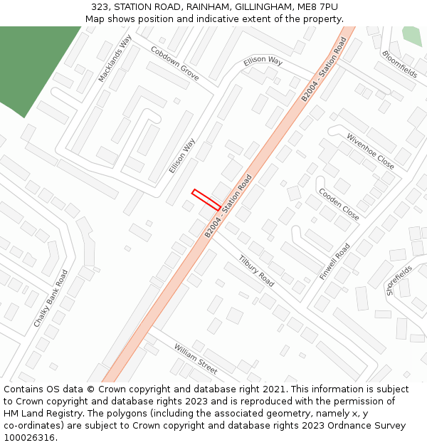 323, STATION ROAD, RAINHAM, GILLINGHAM, ME8 7PU: Location map and indicative extent of plot