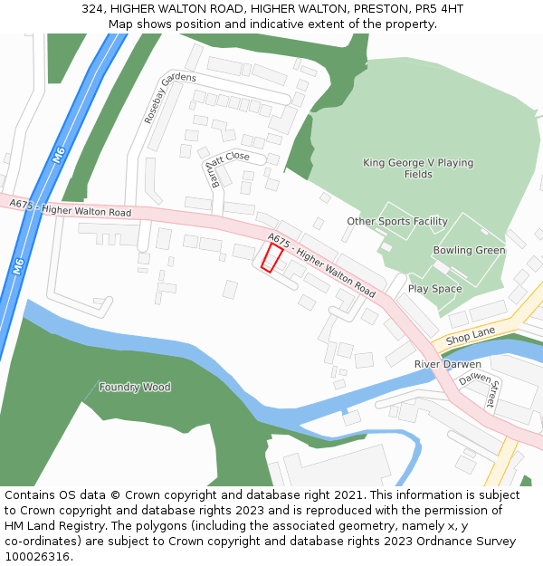 324, HIGHER WALTON ROAD, HIGHER WALTON, PRESTON, PR5 4HT: Location map and indicative extent of plot