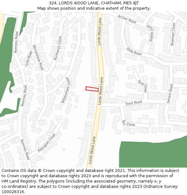 324, LORDS WOOD LANE, CHATHAM, ME5 8JT: Location map and indicative extent of plot