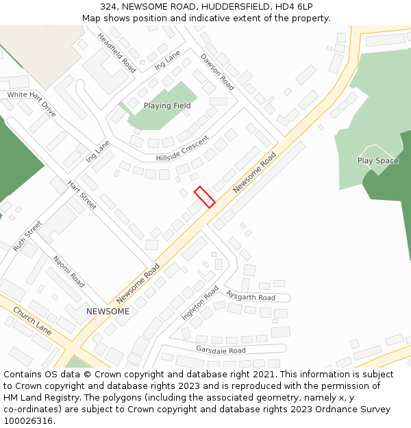 324, NEWSOME ROAD, HUDDERSFIELD, HD4 6LP: Location map and indicative extent of plot