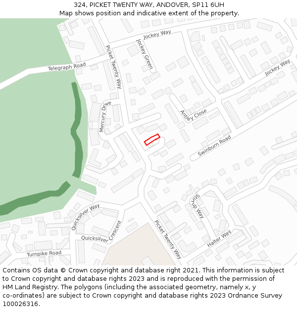 324, PICKET TWENTY WAY, ANDOVER, SP11 6UH: Location map and indicative extent of plot