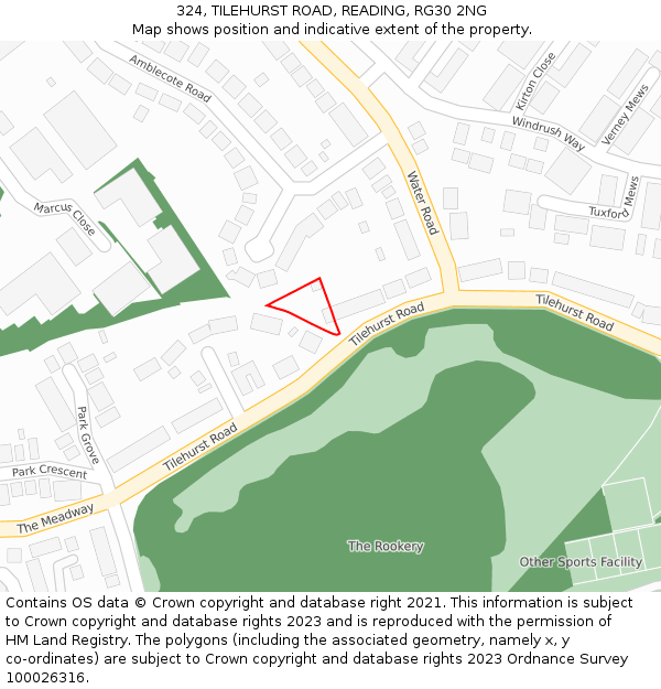 324, TILEHURST ROAD, READING, RG30 2NG: Location map and indicative extent of plot