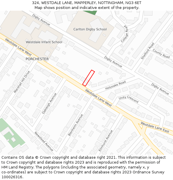 324, WESTDALE LANE, MAPPERLEY, NOTTINGHAM, NG3 6ET: Location map and indicative extent of plot