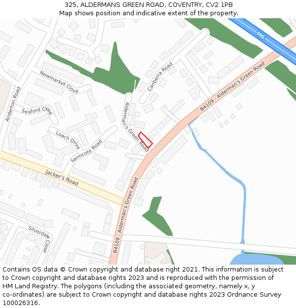 325, ALDERMANS GREEN ROAD, COVENTRY, CV2 1PB: Location map and indicative extent of plot