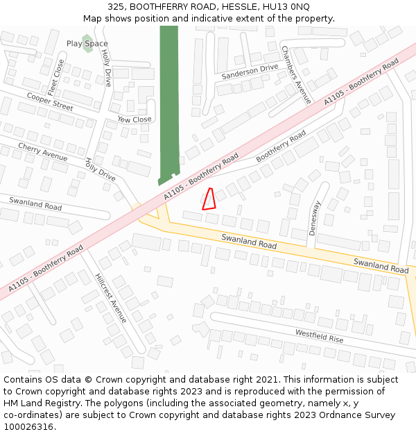 325, BOOTHFERRY ROAD, HESSLE, HU13 0NQ: Location map and indicative extent of plot