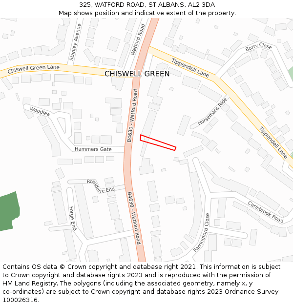 325, WATFORD ROAD, ST ALBANS, AL2 3DA: Location map and indicative extent of plot