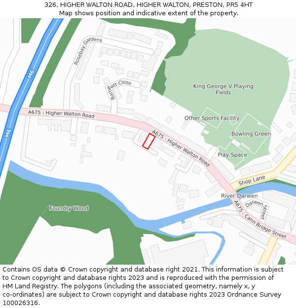 326, HIGHER WALTON ROAD, HIGHER WALTON, PRESTON, PR5 4HT: Location map and indicative extent of plot