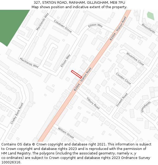 327, STATION ROAD, RAINHAM, GILLINGHAM, ME8 7PU: Location map and indicative extent of plot