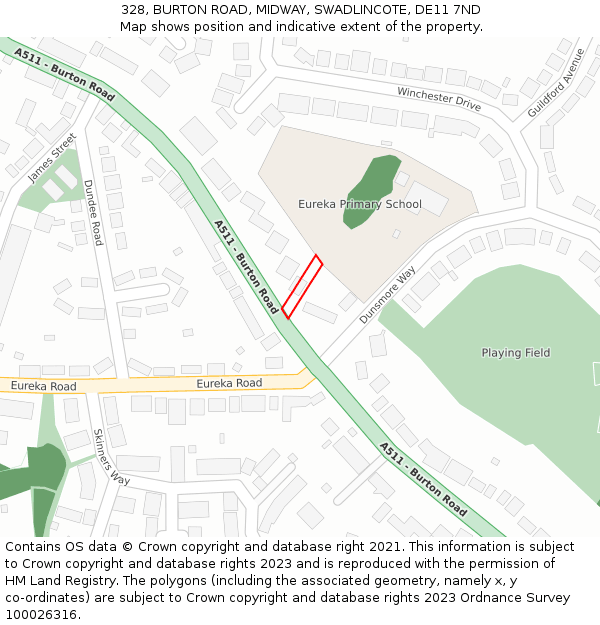 328, BURTON ROAD, MIDWAY, SWADLINCOTE, DE11 7ND: Location map and indicative extent of plot