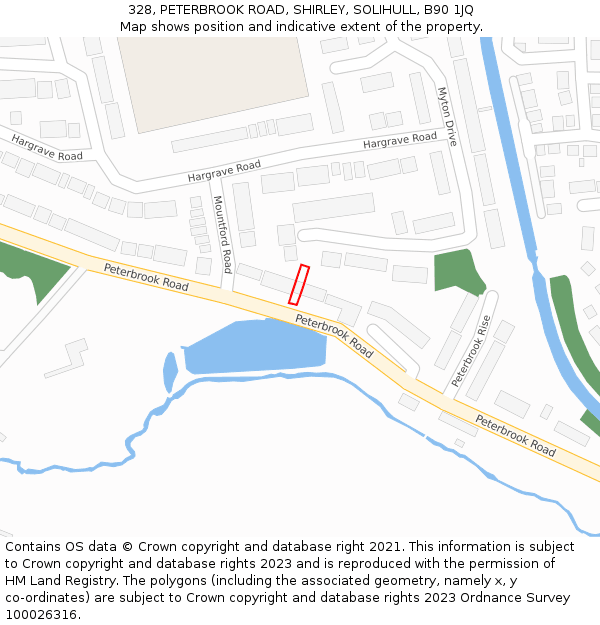 328, PETERBROOK ROAD, SHIRLEY, SOLIHULL, B90 1JQ: Location map and indicative extent of plot