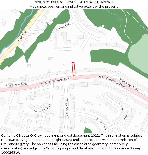 328, STOURBRIDGE ROAD, HALESOWEN, B63 3QR: Location map and indicative extent of plot