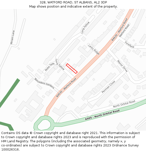 328, WATFORD ROAD, ST ALBANS, AL2 3DP: Location map and indicative extent of plot