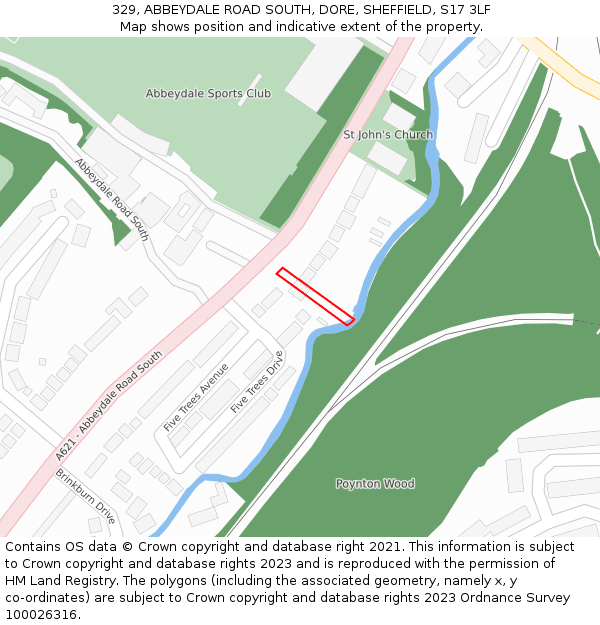 329, ABBEYDALE ROAD SOUTH, DORE, SHEFFIELD, S17 3LF: Location map and indicative extent of plot