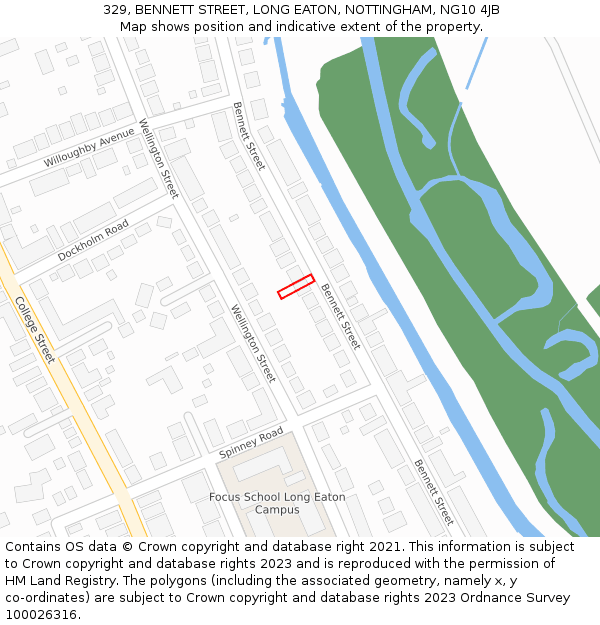 329, BENNETT STREET, LONG EATON, NOTTINGHAM, NG10 4JB: Location map and indicative extent of plot