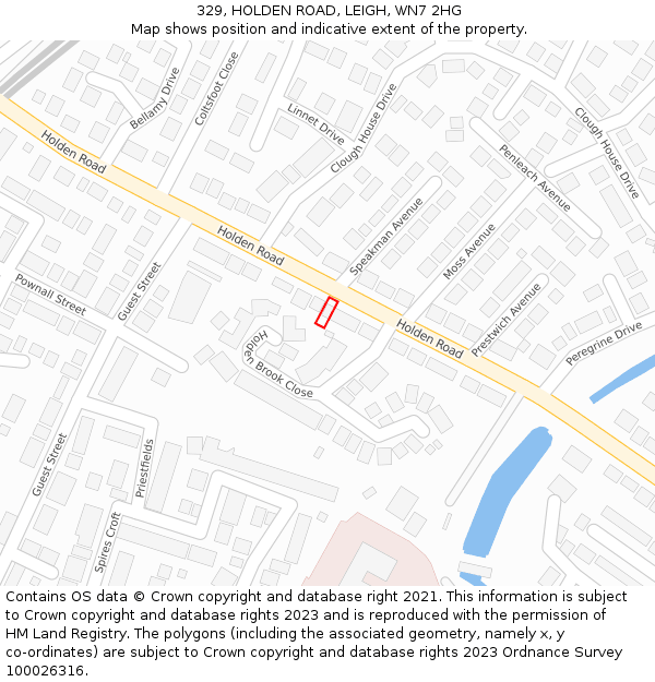 329, HOLDEN ROAD, LEIGH, WN7 2HG: Location map and indicative extent of plot