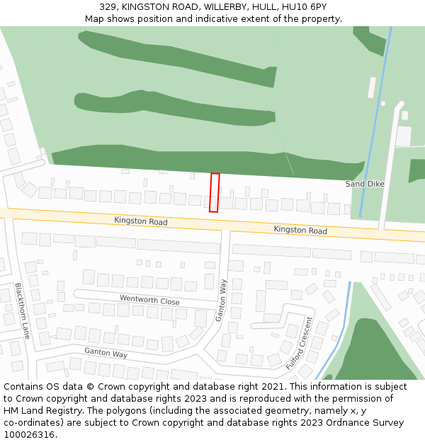 329, KINGSTON ROAD, WILLERBY, HULL, HU10 6PY: Location map and indicative extent of plot
