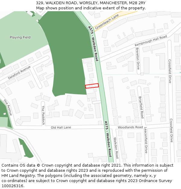 329, WALKDEN ROAD, WORSLEY, MANCHESTER, M28 2RY: Location map and indicative extent of plot