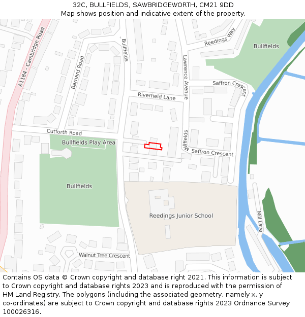 32C, BULLFIELDS, SAWBRIDGEWORTH, CM21 9DD: Location map and indicative extent of plot