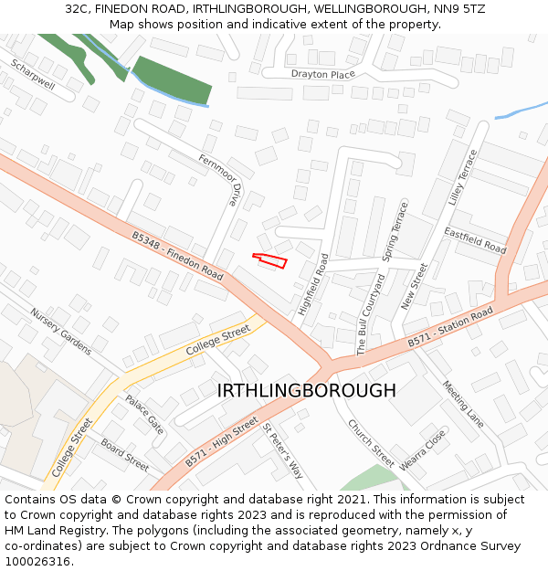 32C, FINEDON ROAD, IRTHLINGBOROUGH, WELLINGBOROUGH, NN9 5TZ: Location map and indicative extent of plot