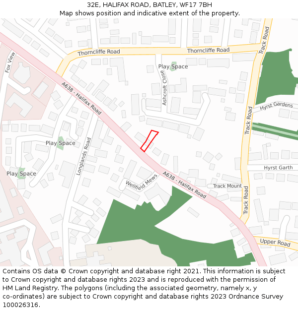 32E, HALIFAX ROAD, BATLEY, WF17 7BH: Location map and indicative extent of plot