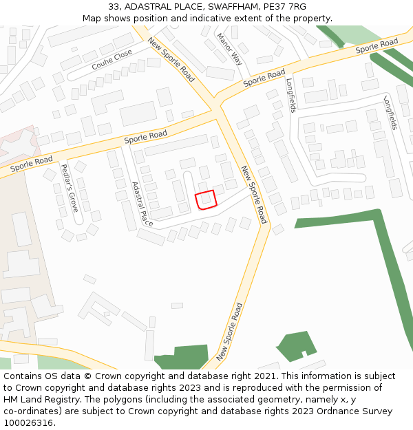 33, ADASTRAL PLACE, SWAFFHAM, PE37 7RG: Location map and indicative extent of plot