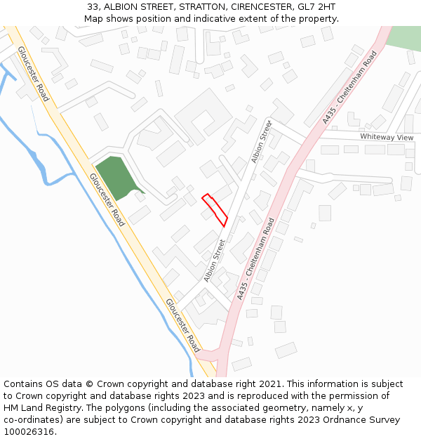 33, ALBION STREET, STRATTON, CIRENCESTER, GL7 2HT: Location map and indicative extent of plot