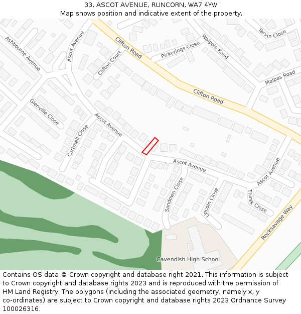 33, ASCOT AVENUE, RUNCORN, WA7 4YW: Location map and indicative extent of plot