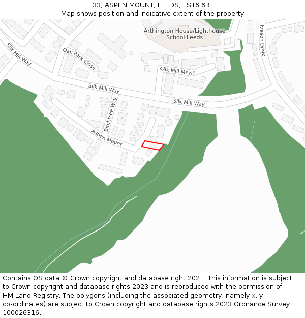 33, ASPEN MOUNT, LEEDS, LS16 6RT: Location map and indicative extent of plot