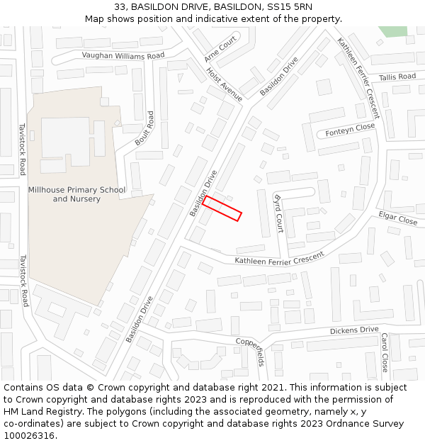 33, BASILDON DRIVE, BASILDON, SS15 5RN: Location map and indicative extent of plot
