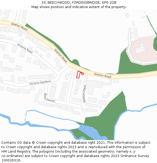 33, BEECHWOOD, FORDINGBRIDGE, SP6 1DB: Location map and indicative extent of plot