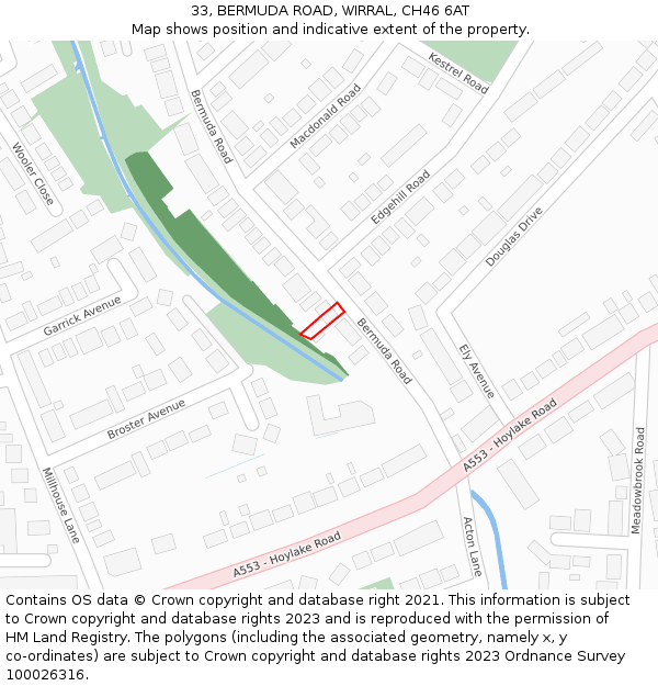 33, BERMUDA ROAD, WIRRAL, CH46 6AT: Location map and indicative extent of plot