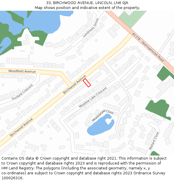 33, BIRCHWOOD AVENUE, LINCOLN, LN6 0JA: Location map and indicative extent of plot