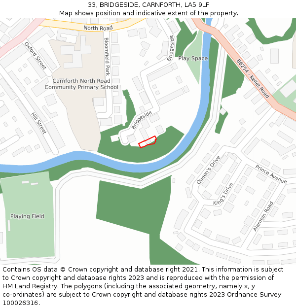 33, BRIDGESIDE, CARNFORTH, LA5 9LF: Location map and indicative extent of plot