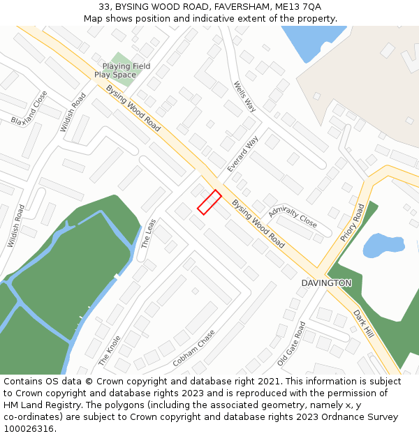 33, BYSING WOOD ROAD, FAVERSHAM, ME13 7QA: Location map and indicative extent of plot