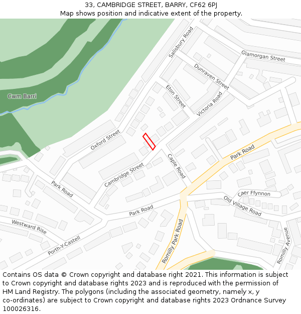 33, CAMBRIDGE STREET, BARRY, CF62 6PJ: Location map and indicative extent of plot