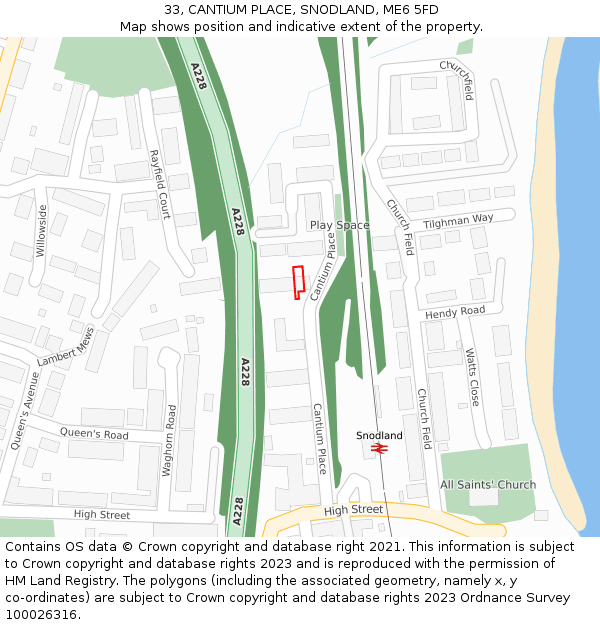 33, CANTIUM PLACE, SNODLAND, ME6 5FD: Location map and indicative extent of plot