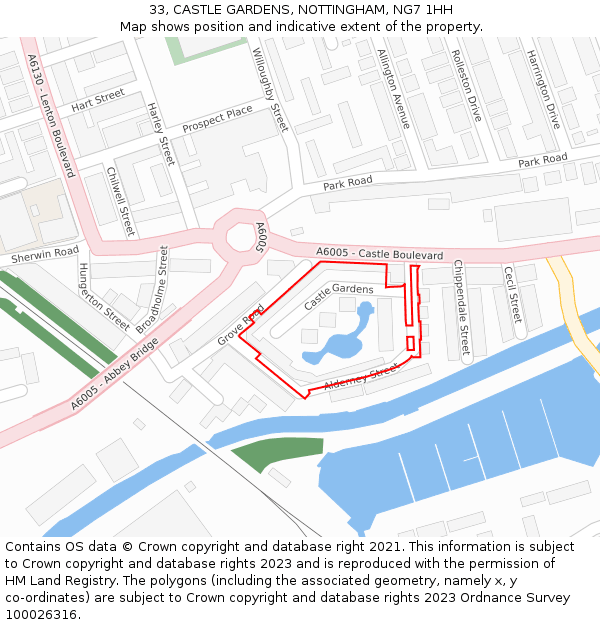 33, CASTLE GARDENS, NOTTINGHAM, NG7 1HH: Location map and indicative extent of plot