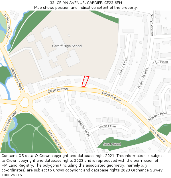 33, CELYN AVENUE, CARDIFF, CF23 6EH: Location map and indicative extent of plot