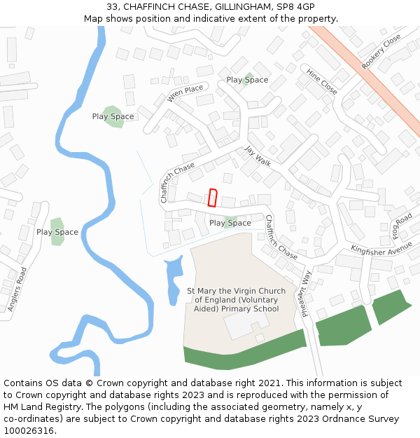 33, CHAFFINCH CHASE, GILLINGHAM, SP8 4GP: Location map and indicative extent of plot