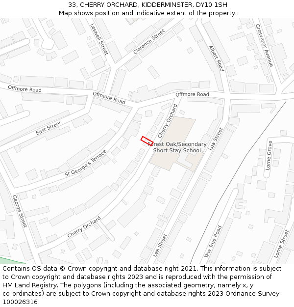 33, CHERRY ORCHARD, KIDDERMINSTER, DY10 1SH: Location map and indicative extent of plot