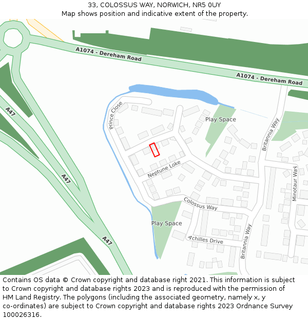 33, COLOSSUS WAY, NORWICH, NR5 0UY: Location map and indicative extent of plot