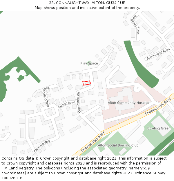 33, CONNAUGHT WAY, ALTON, GU34 1UB: Location map and indicative extent of plot