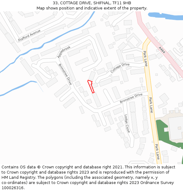 33, COTTAGE DRIVE, SHIFNAL, TF11 9HB: Location map and indicative extent of plot