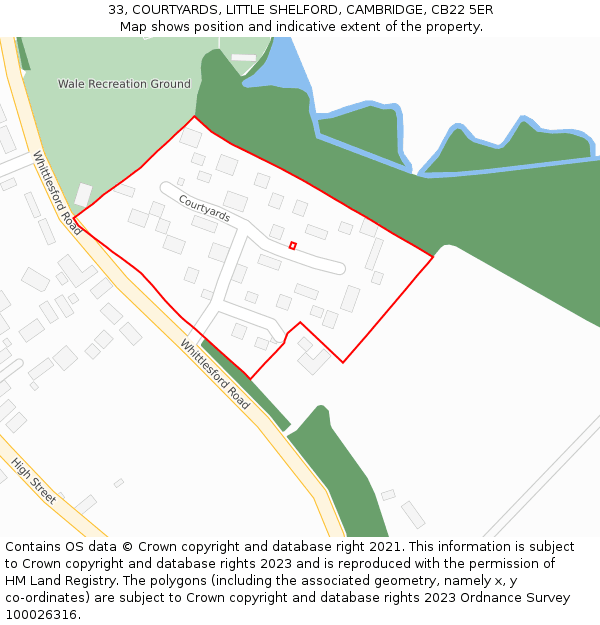 33, COURTYARDS, LITTLE SHELFORD, CAMBRIDGE, CB22 5ER: Location map and indicative extent of plot