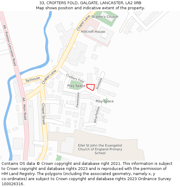 33, CROFTERS FOLD, GALGATE, LANCASTER, LA2 0RB: Location map and indicative extent of plot