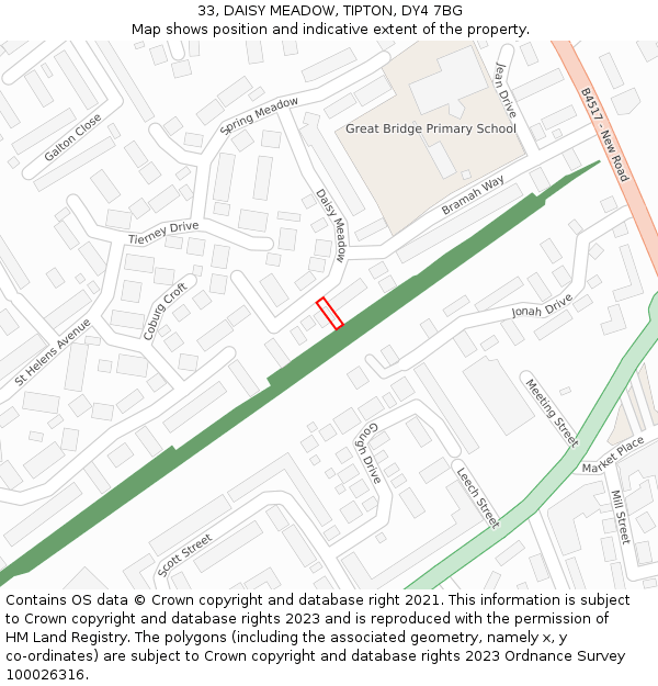 33, DAISY MEADOW, TIPTON, DY4 7BG: Location map and indicative extent of plot