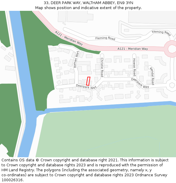 33, DEER PARK WAY, WALTHAM ABBEY, EN9 3YN: Location map and indicative extent of plot