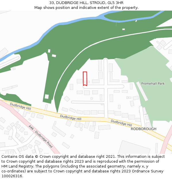 33, DUDBRIDGE HILL, STROUD, GL5 3HR: Location map and indicative extent of plot