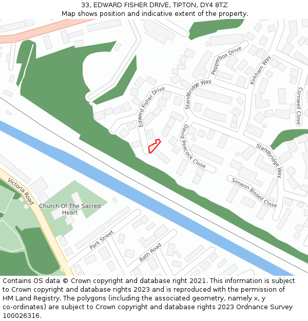 33, EDWARD FISHER DRIVE, TIPTON, DY4 8TZ: Location map and indicative extent of plot