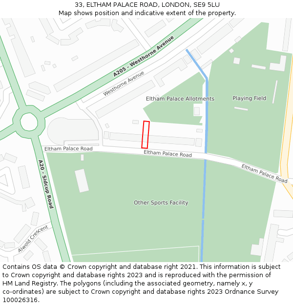 33, ELTHAM PALACE ROAD, LONDON, SE9 5LU: Location map and indicative extent of plot